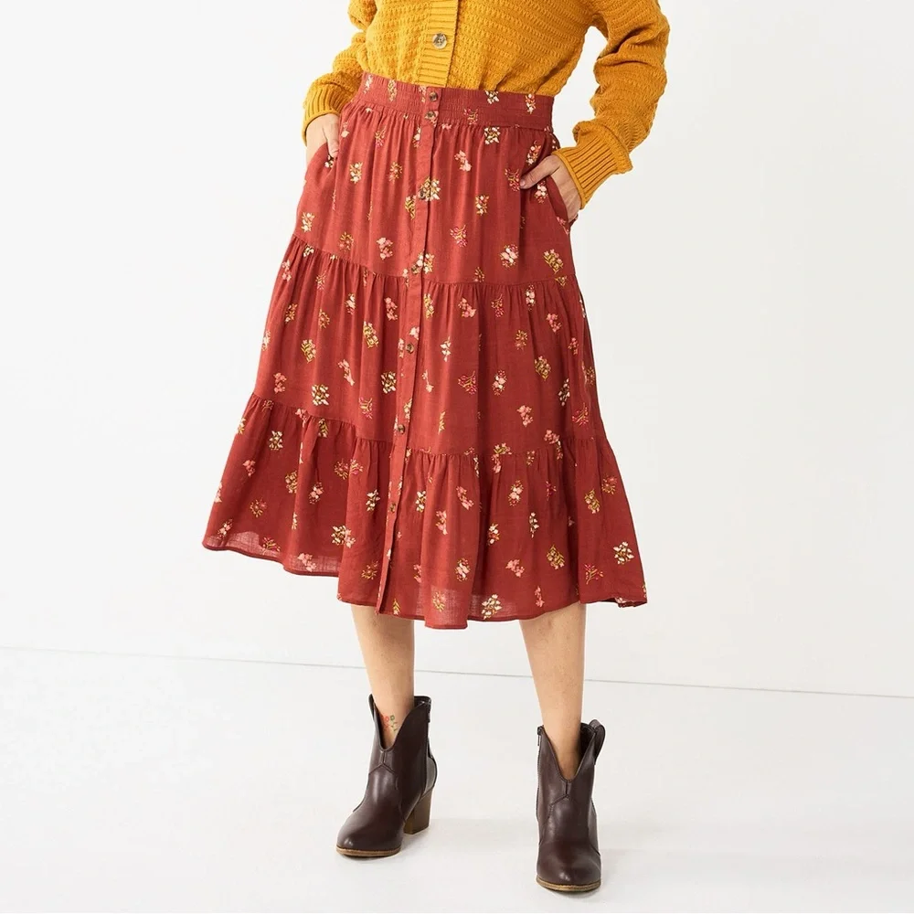 Women's Sonoma Goods For Life Tiered Maxi Skirt Large - Picture 1 of 7
